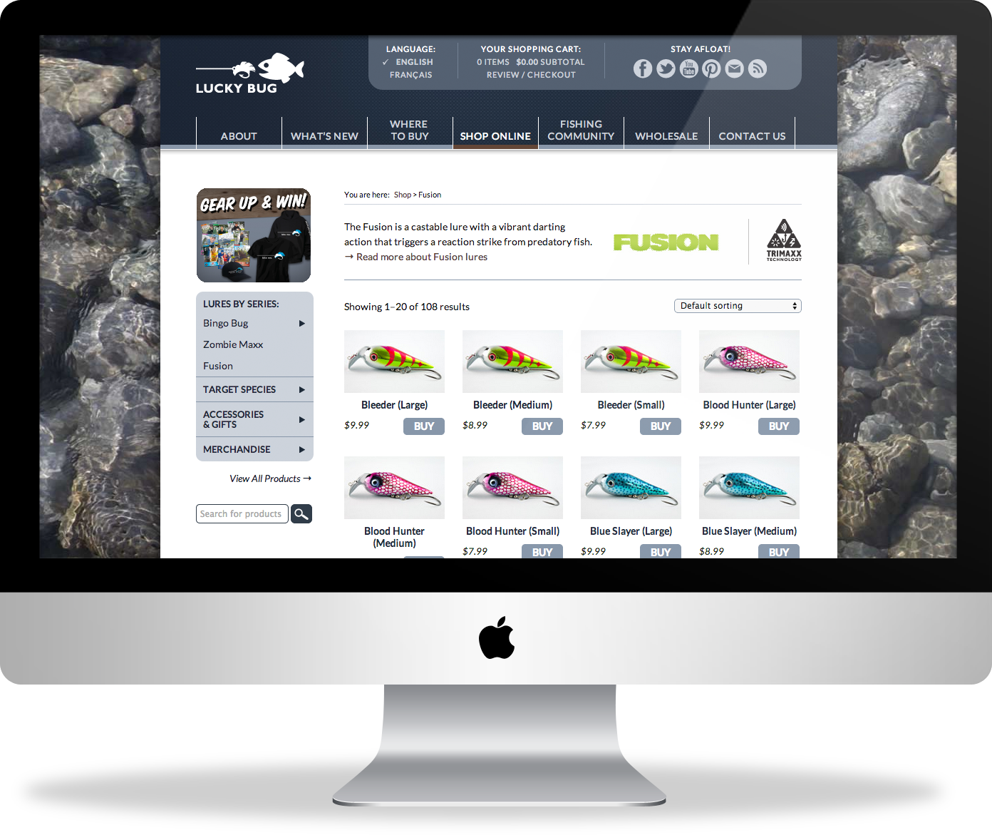 Lucky Bug Lures website design : e-commerce