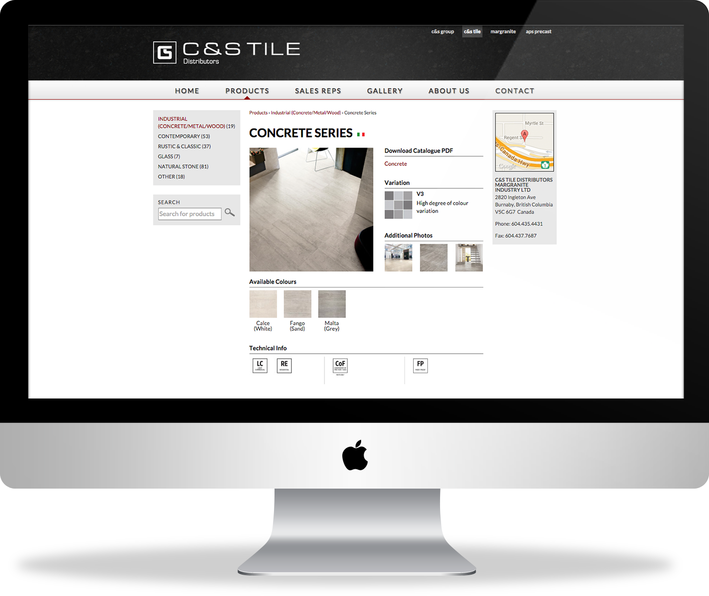 C&S Tile website - product page
